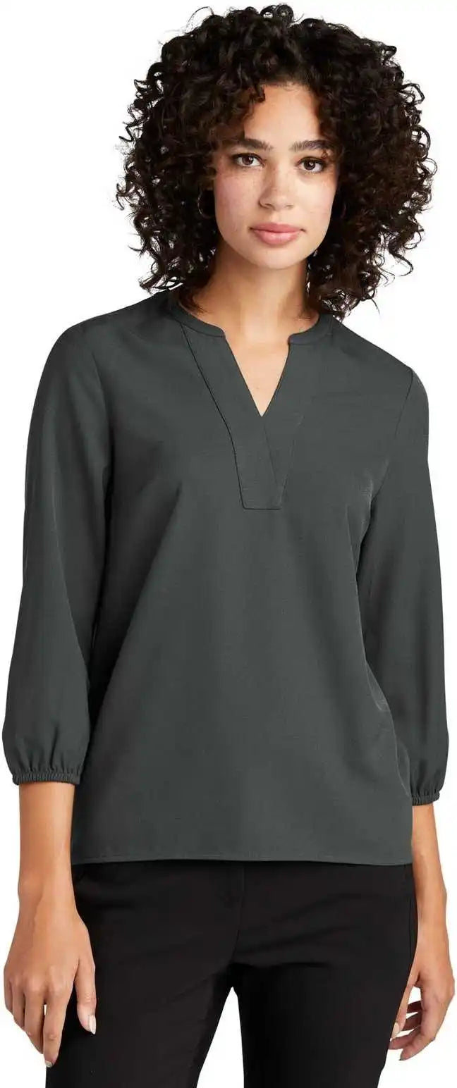 Mercer + mettle Mm2011 Women’s Stretch Crepe 34-sleeve Blouse - Anchor Grey