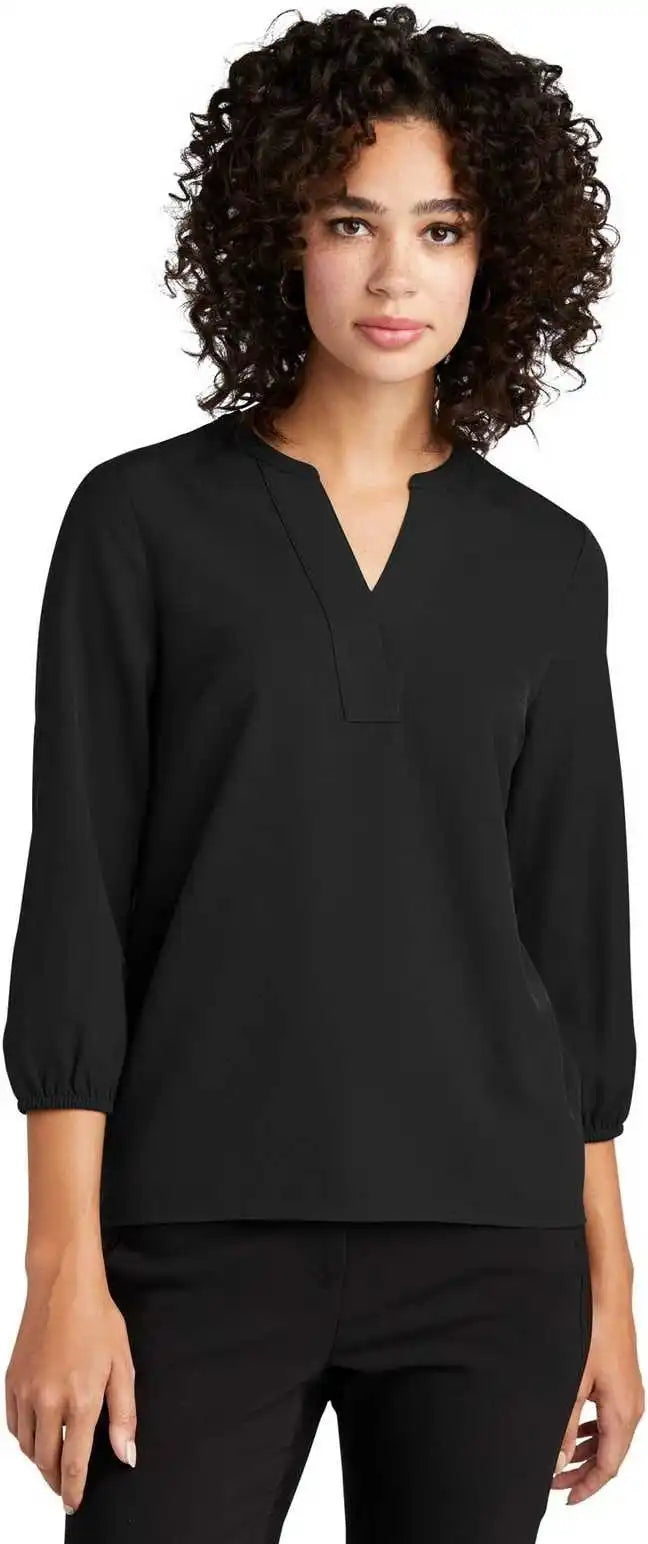 Mercer + mettle Mm2011 Women’s Stretch Crepe 34-sleeve Blouse - Deep Black