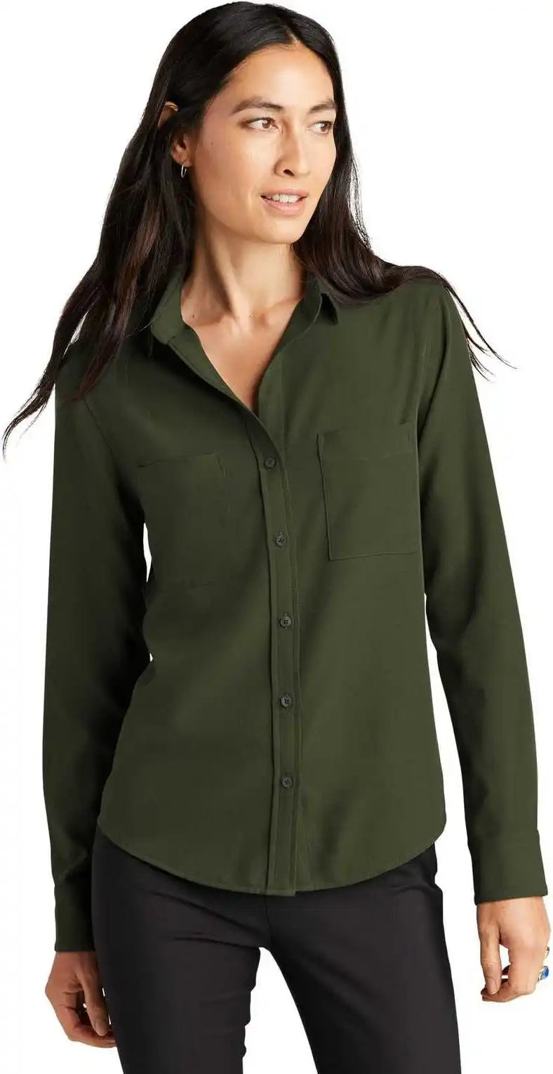 Mercer + mettle Mm2013 Women’s Stretch Crepe Long Sleeve Camp - Townsend Green