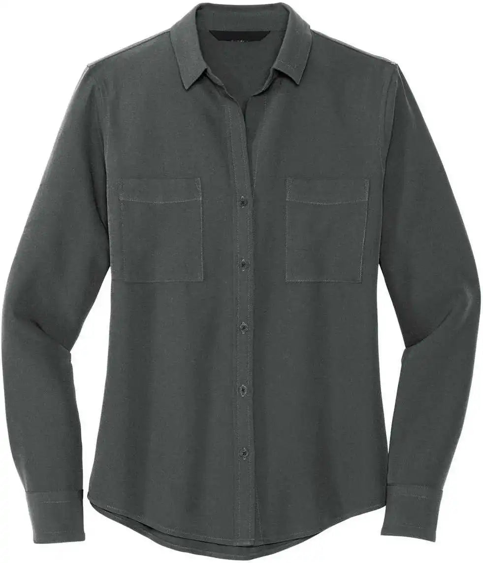 Mercer + mettle Mm2013 Women’s Stretch Crepe Long Sleeve Camp Anchor Grey Dark Gray / Ladies l