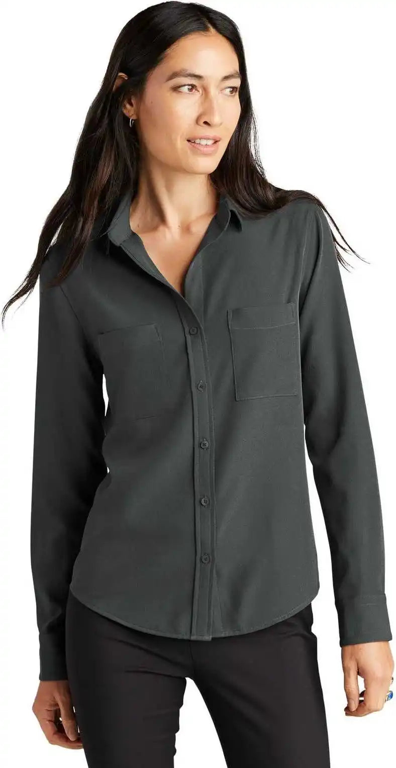 Mercer + mettle Mm2013 Women’s Stretch Crepe Long Sleeve Camp Anchor Grey Dark Gray / Ladies l