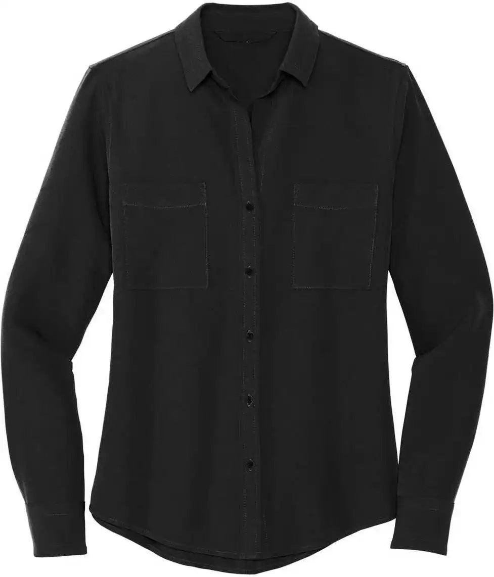 Mercer + mettle Mm2013 Women’s Stretch Crepe Long Sleeve Camp - Deep Black