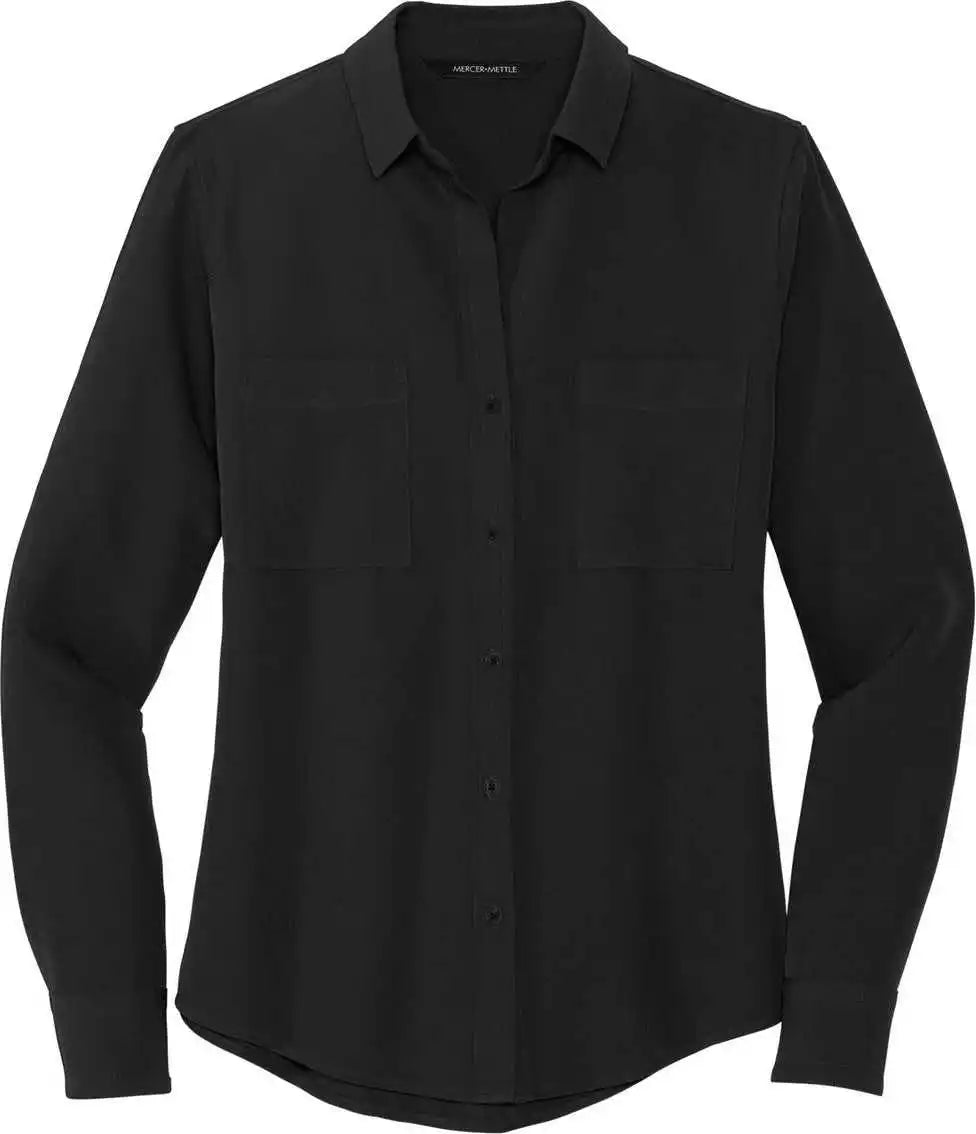 Mercer + mettle Mm2013 Women’s Stretch Crepe Long Sleeve Camp - Deep Black