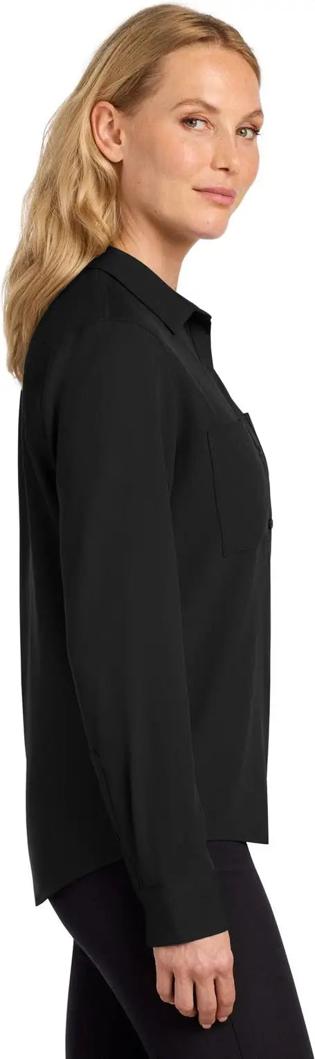 Mercer + mettle Mm2013 Women’s Stretch Crepe Long Sleeve Camp - Deep Black
