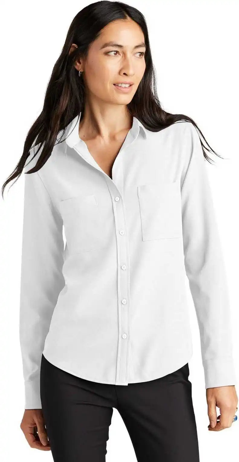 Mercer + mettle Mm2013 Women’s Stretch Crepe Long Sleeve Camp Ivory Chiffon