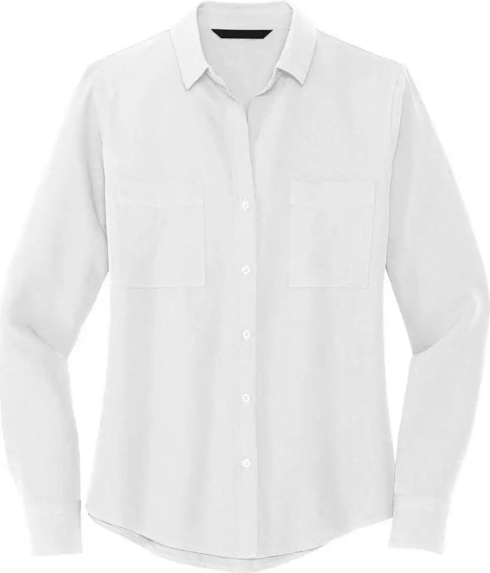 Mercer + mettle Mm2013 Women’s Stretch Crepe Long Sleeve Camp Ivory Chiffon