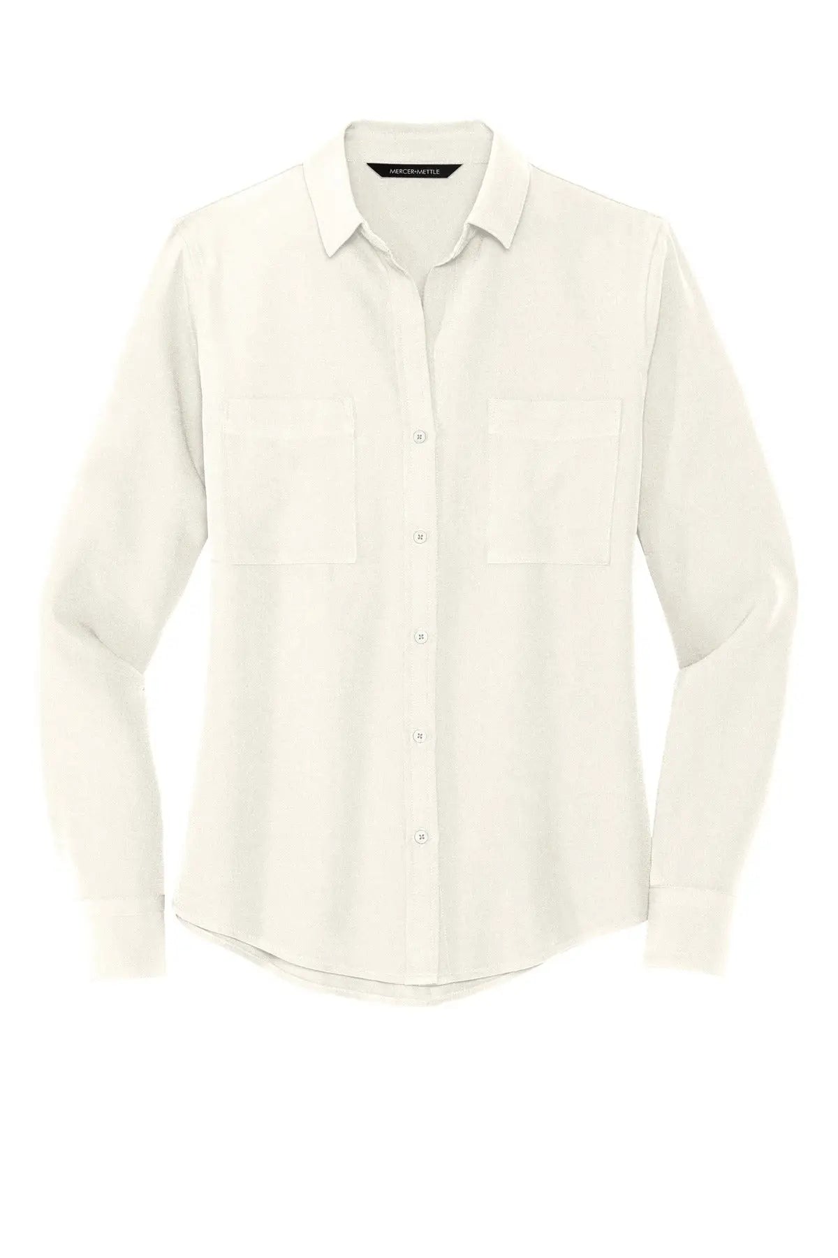Mercer + mettle Mm2013 Women’s Stretch Crepe Long Sleeve Camp - Ivory Chiffon