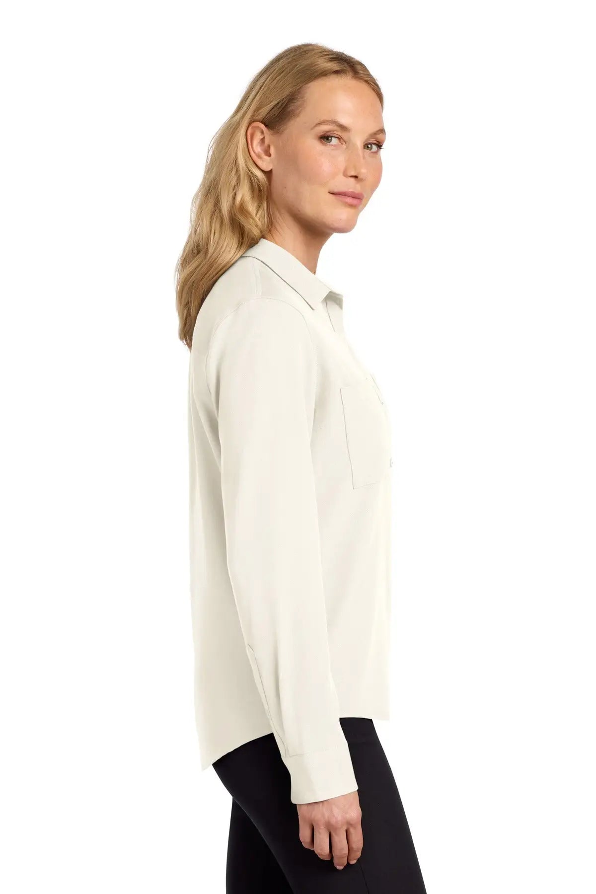 Mercer + mettle Mm2013 Women’s Stretch Crepe Long Sleeve Camp - Ivory Chiffon