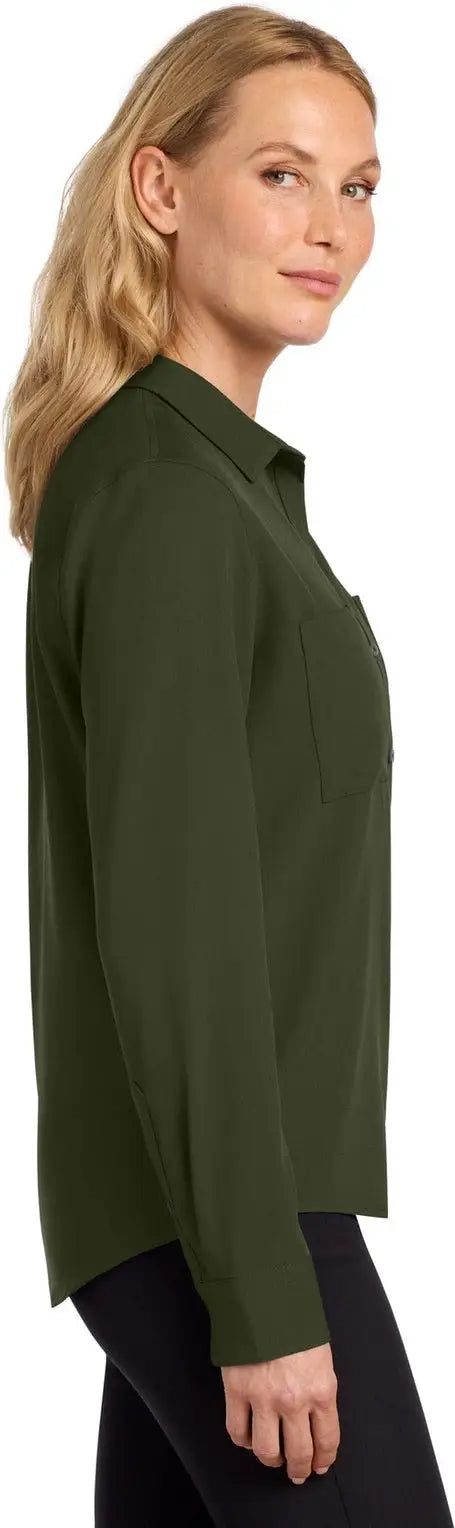 Mercer + mettle Mm2013 Women’s Stretch Crepe Long Sleeve Camp - Townsend Green