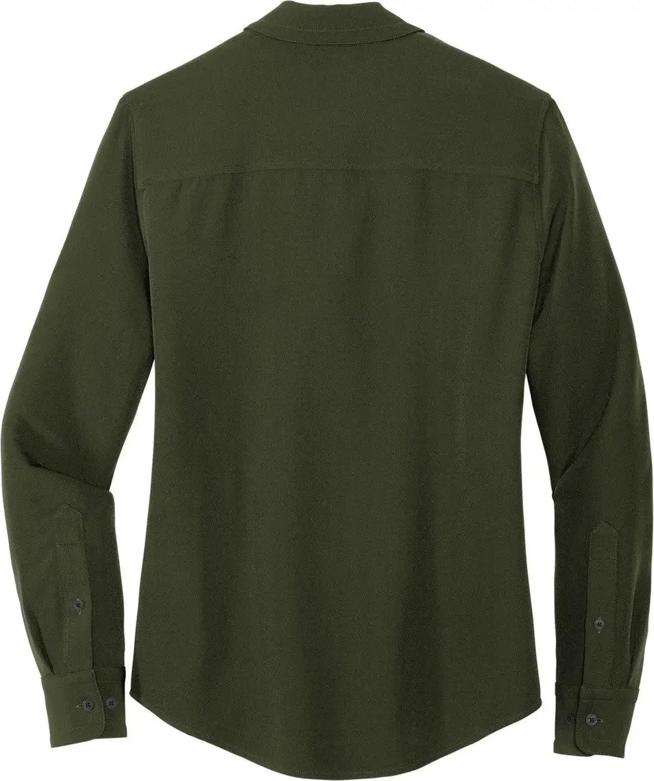 Mercer + mettle Mm2013 Women’s Stretch Crepe Long Sleeve Camp - Townsend Green