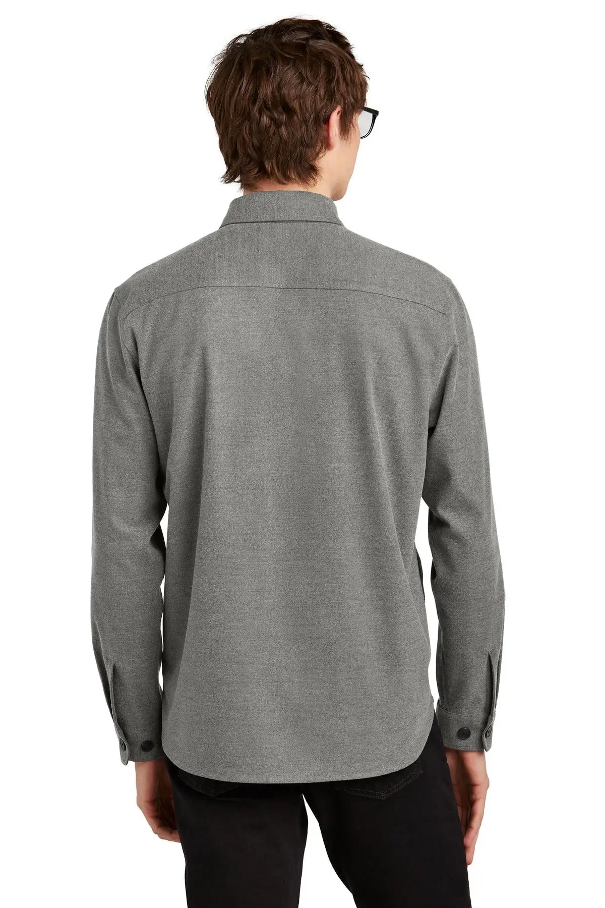 Mercer + mettle Mm2020 Long Sleeve Twill Overshirt - Light Anchor Gray Heather