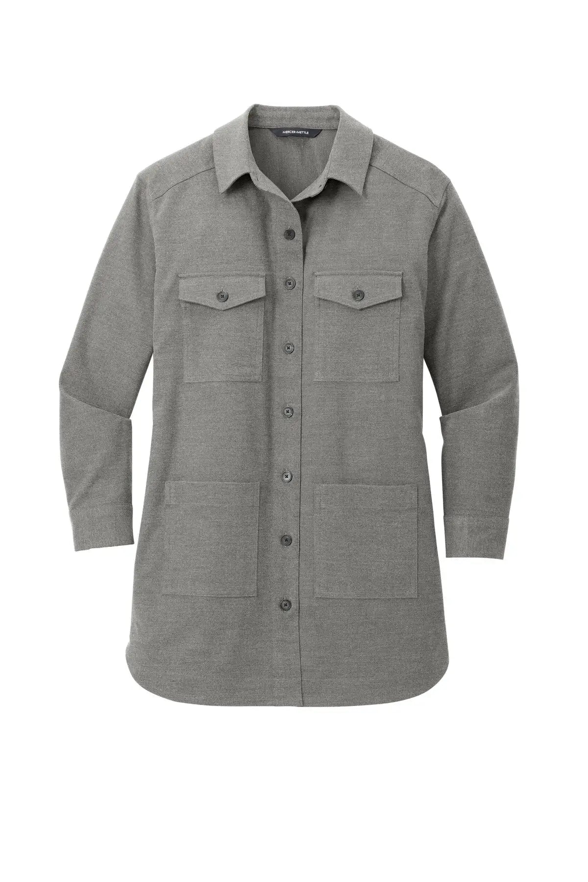 Mercer + mettle Mm2021 Women’s Long Sleeve Twill Overshirt - Light Anchor Gray Heather