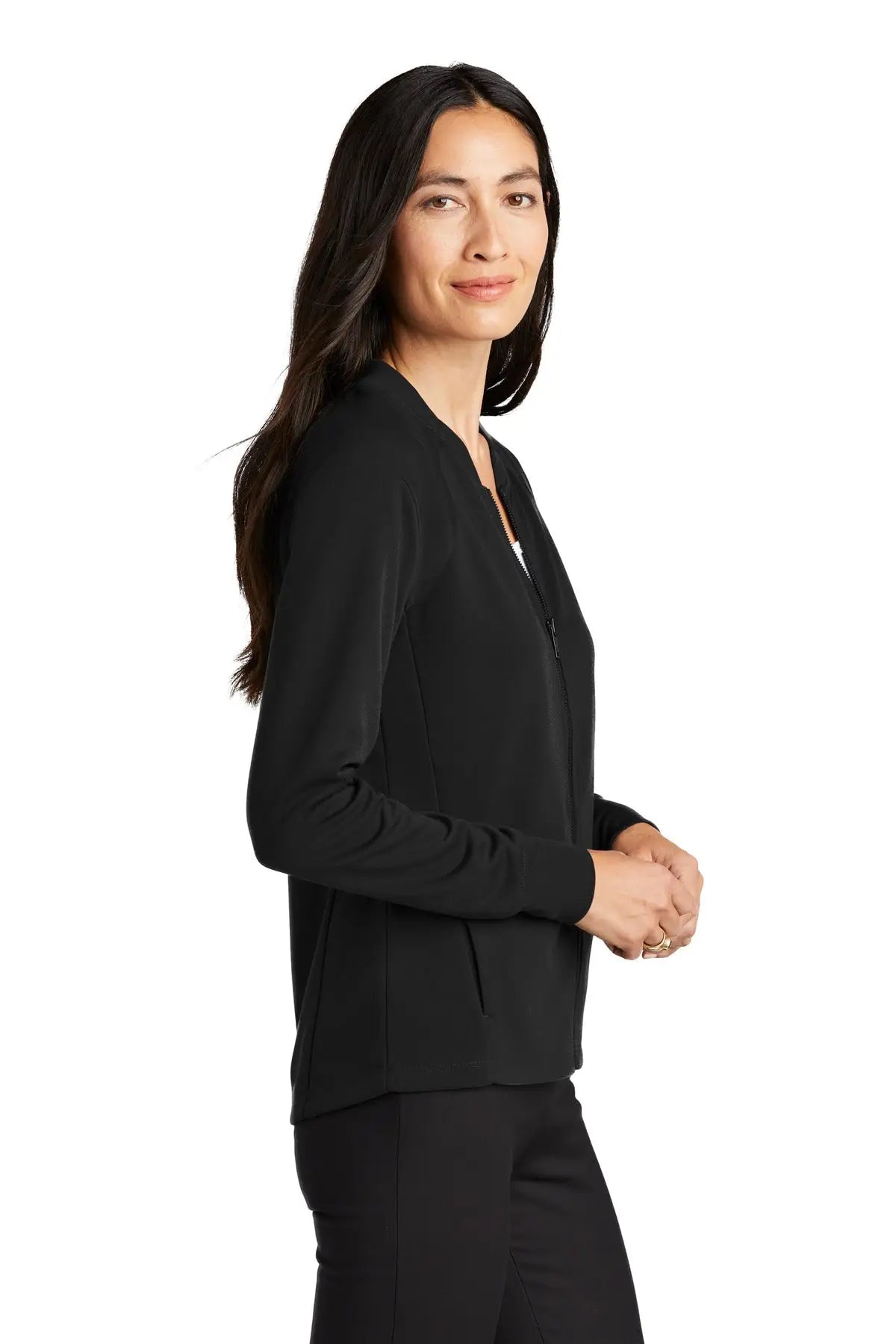 Mercer + mettle Mm3001 Women’s Double-knit Bomber - Deep Black