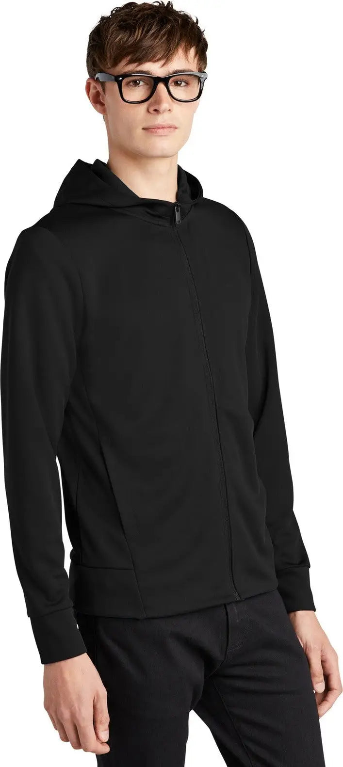 Mercer + mettle Mm3002 Double-knit Full-zip Hoodie - Deep Black