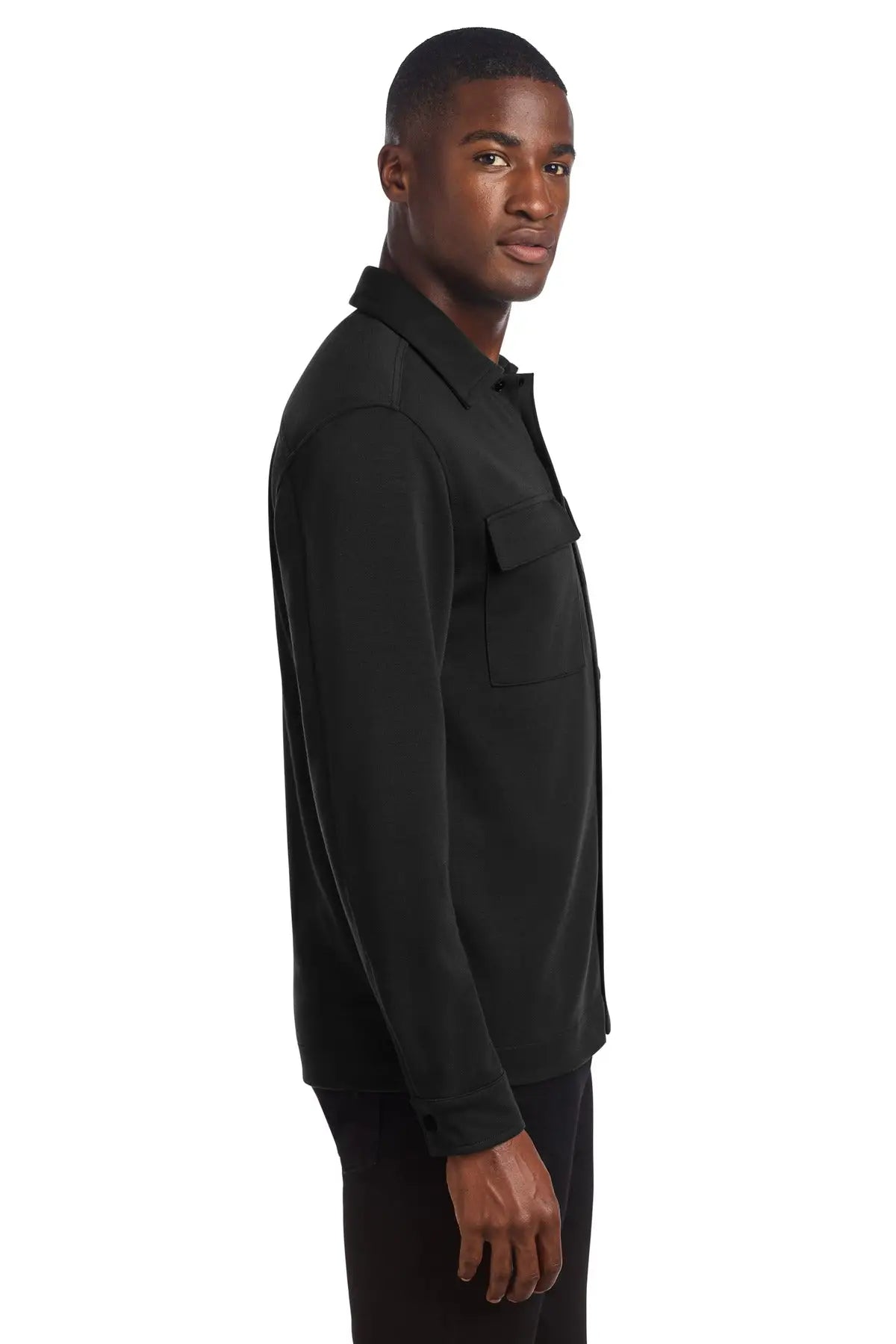 Mercer + mettle Mm3004 Double-knit Snap Front Jacket - Deep Black