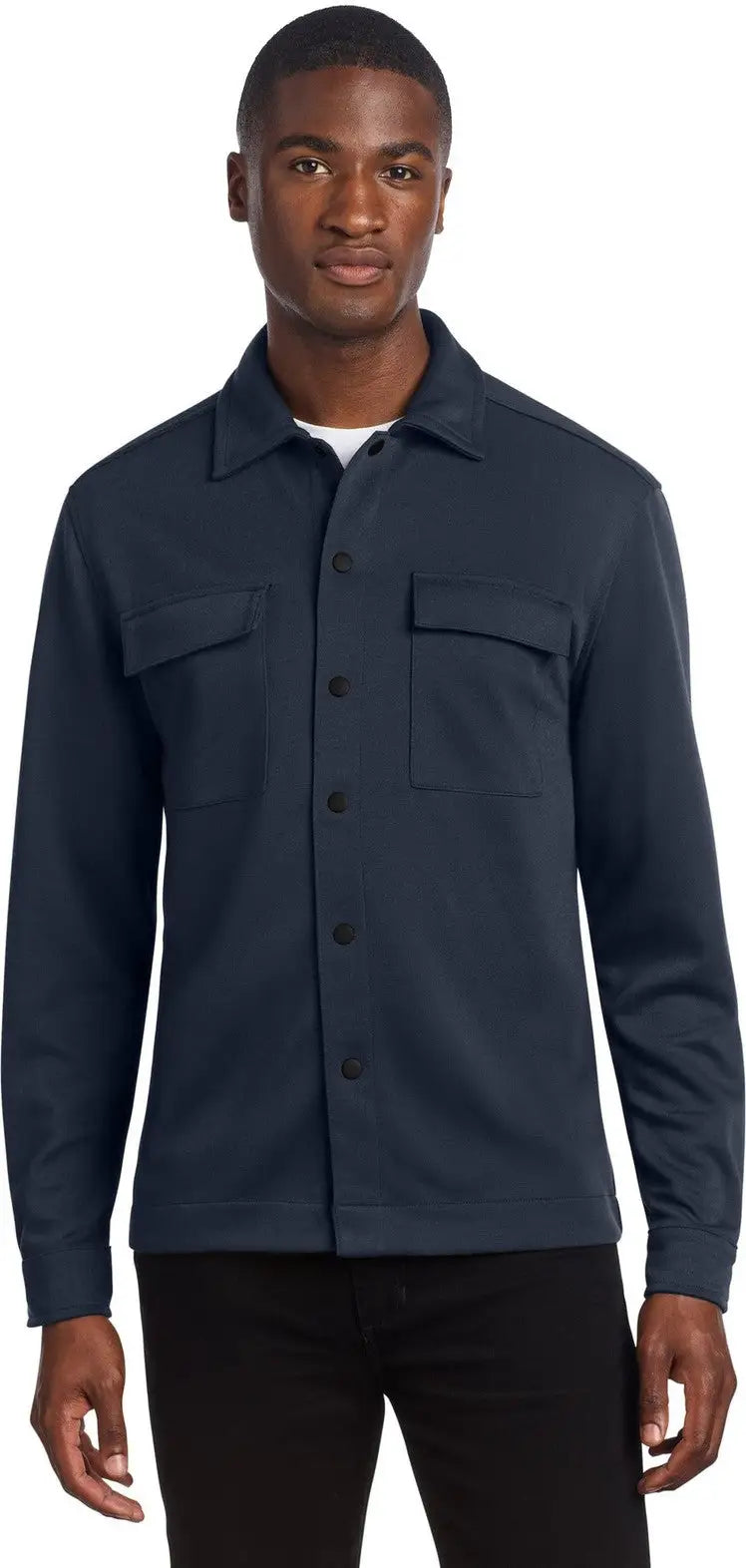 Mercer + mettle Mm3004 Double-knit Snap Front Jacket - Night Navy - Adult Xs