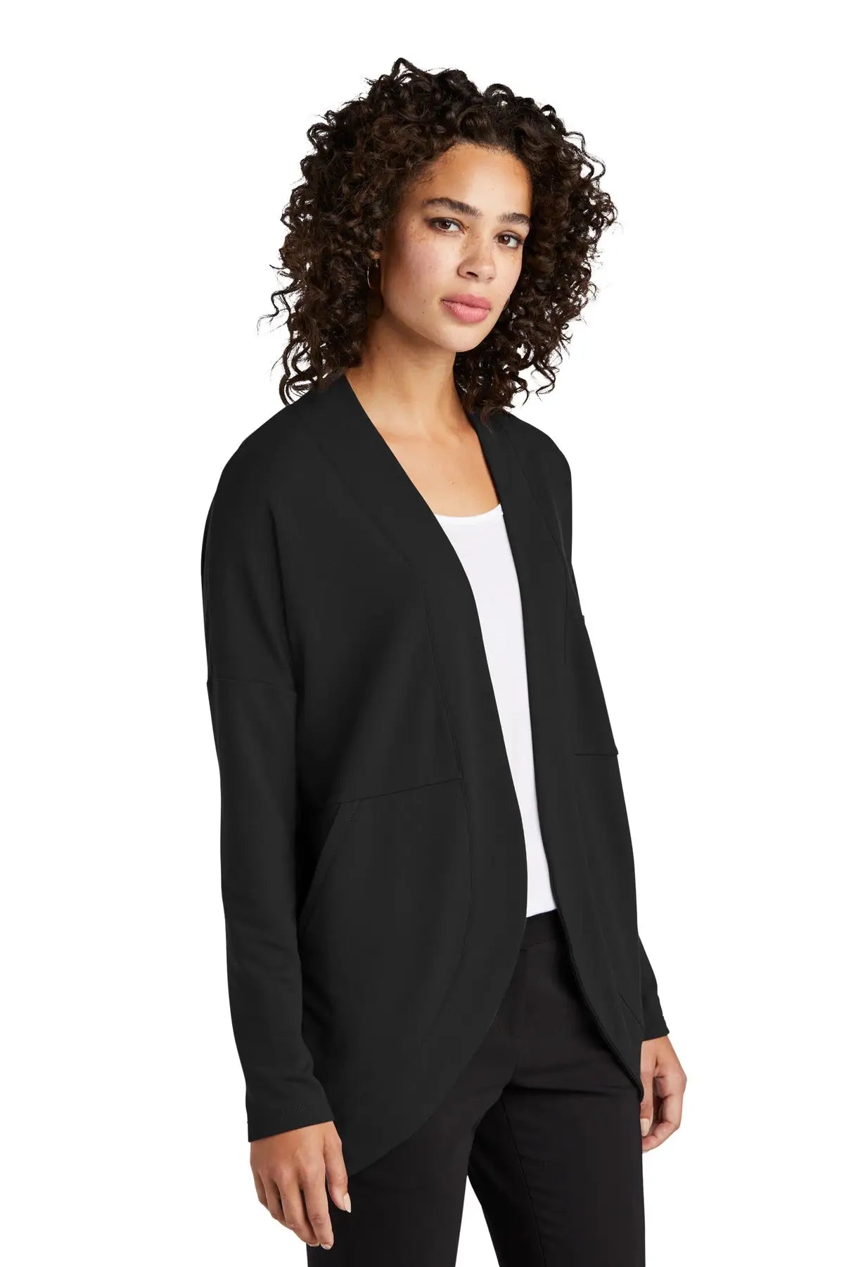 Mercer + mettle Mm3015 Women’s Stretch Open-front Cardigan - Deep Black