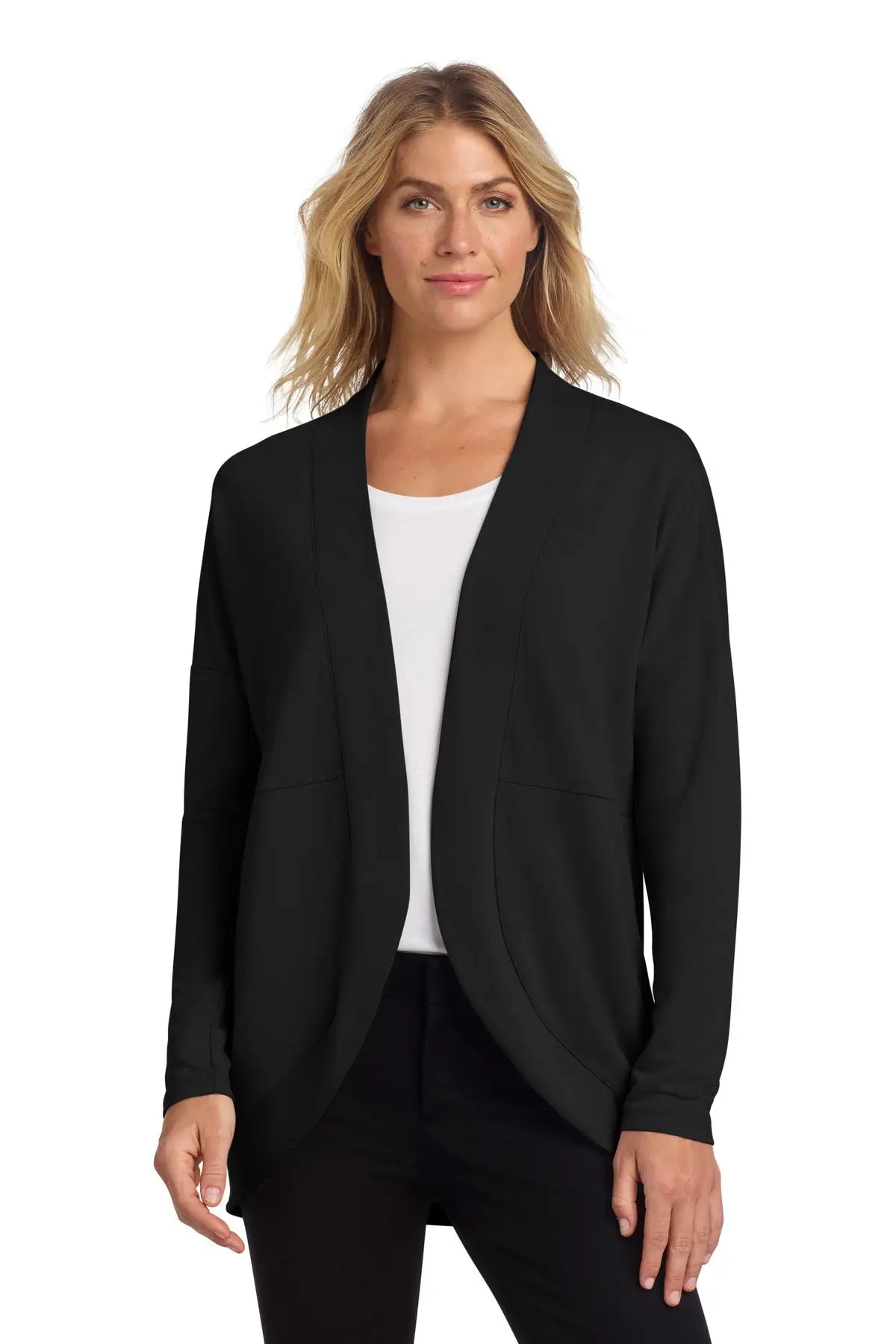 Mercer + mettle Mm3015 Women’s Stretch Open-front Cardigan - Deep Black - Ladies Xs