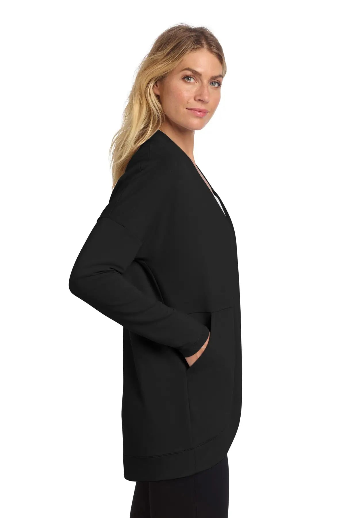 Mercer + mettle Mm3015 Women’s Stretch Open-front Cardigan - Deep Black