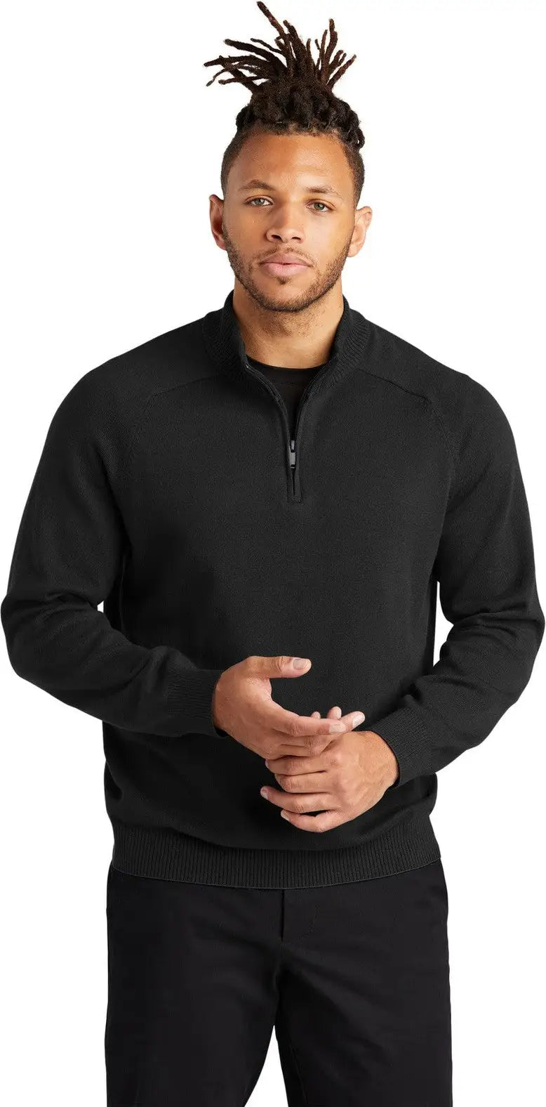 Mercer + mettle Mm3020 1/4-zip Sweater - Deep Black - Adult Xs