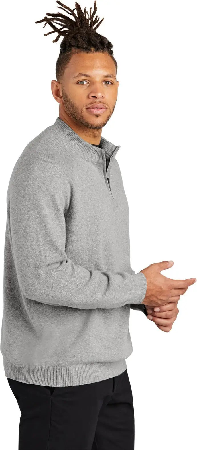 Mercer + mettle Mm3020 1/4-zip Sweater - Gusty Gray Heather