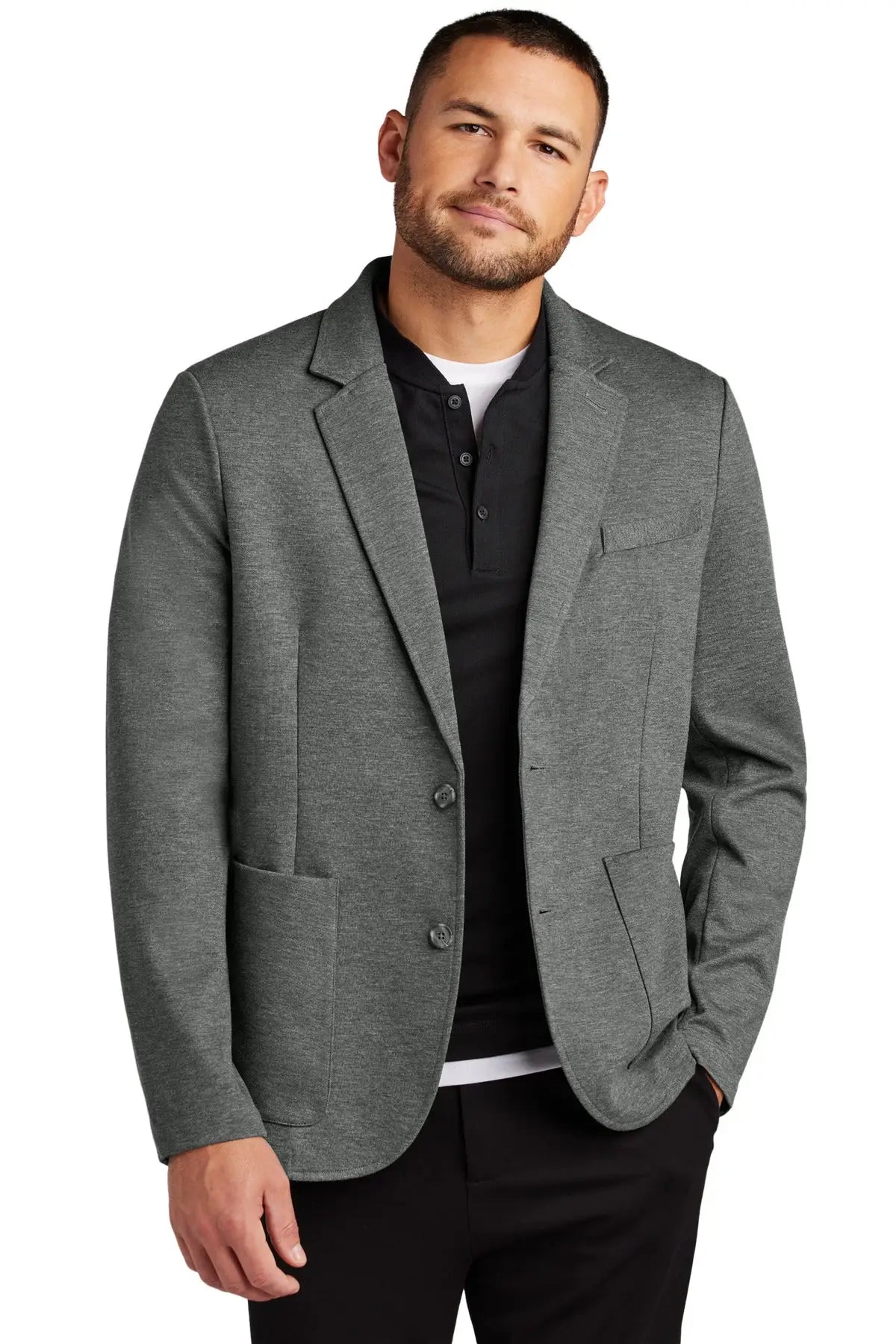 Mercer + mettle Mm3030 Relaxed Knit Blazer - Storm Gray Heather - Adult Xs