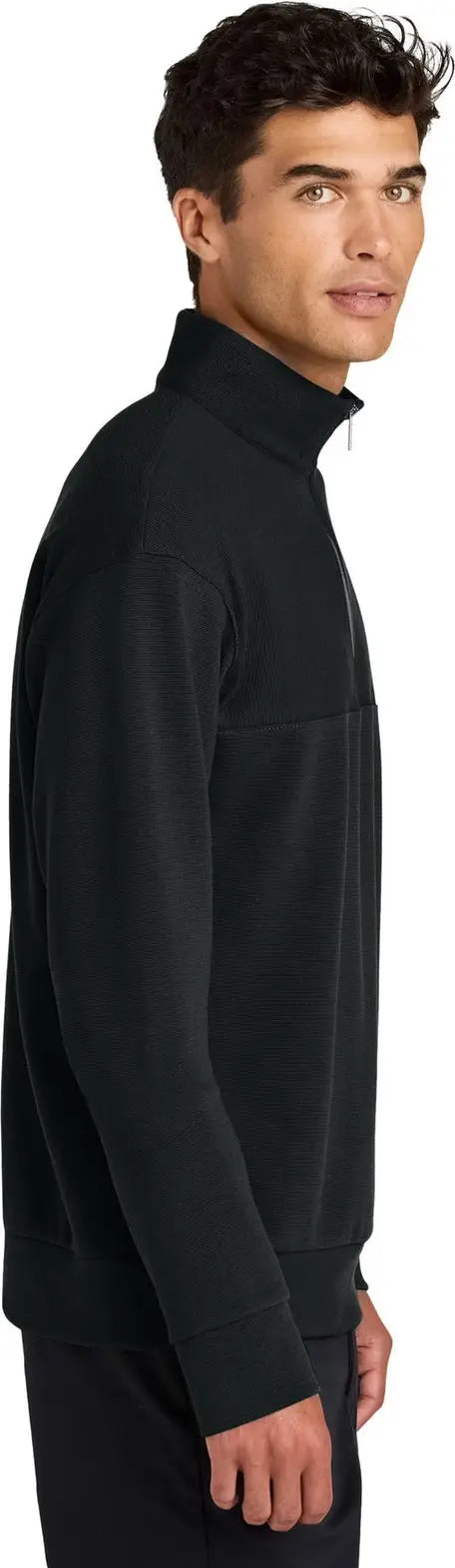 Mercer + mettle Mm3040 Linear Texture 1/4-zip - Deep Black