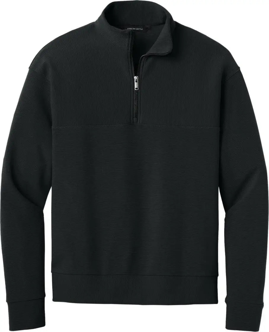 Mercer + mettle Mm3040 Linear Texture 1/4-zip - Deep Black