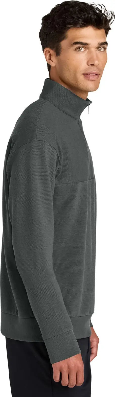 Mercer + mettle Mm3040 Linear Texture 1/4-zip - Storm Gray