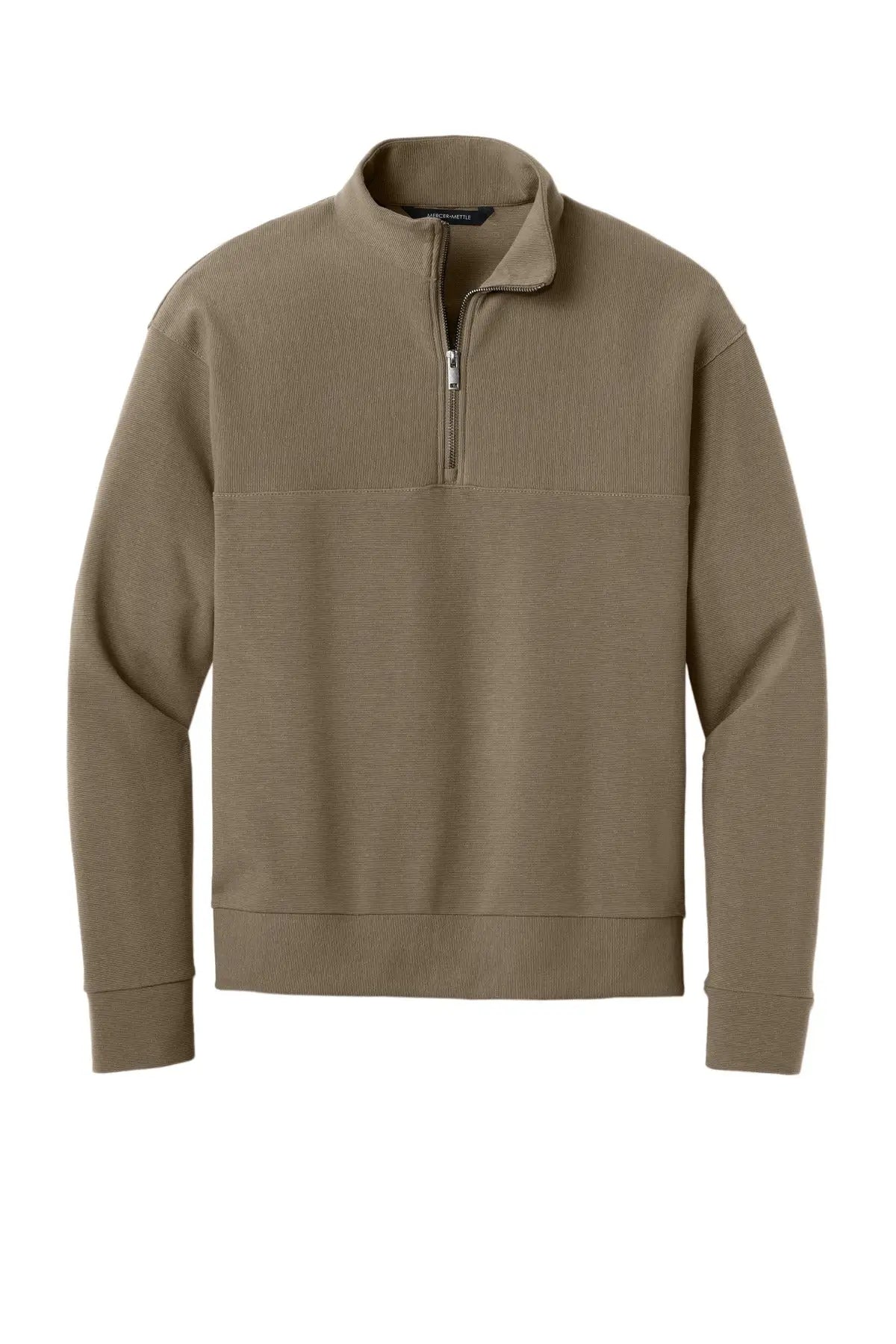 Mercer + mettle Mm3040 Linear Texture 1/4-zip - Warm Taupe
