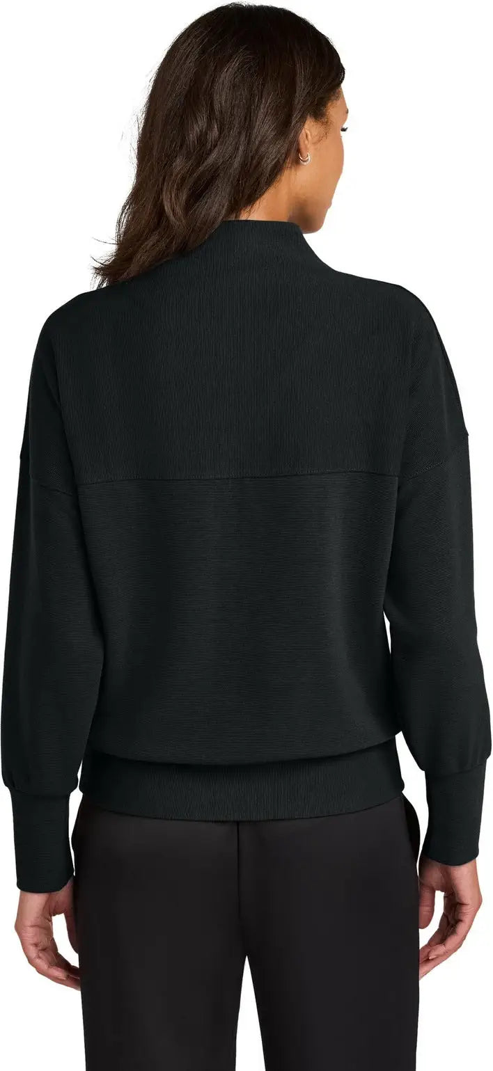 Mercer + mettle Mm3041 Women’s Linear Texture 1/4-zip - Deep Black
