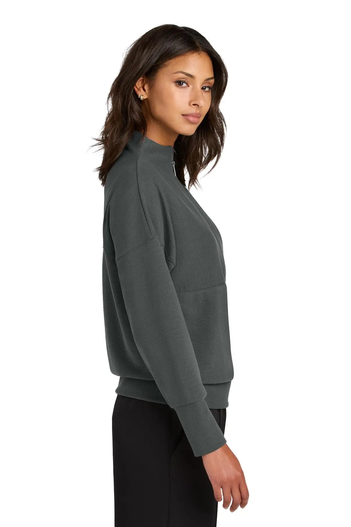 Mercer + mettle Mm3041 Women’s Linear Texture 1/4-zip - Storm Gray