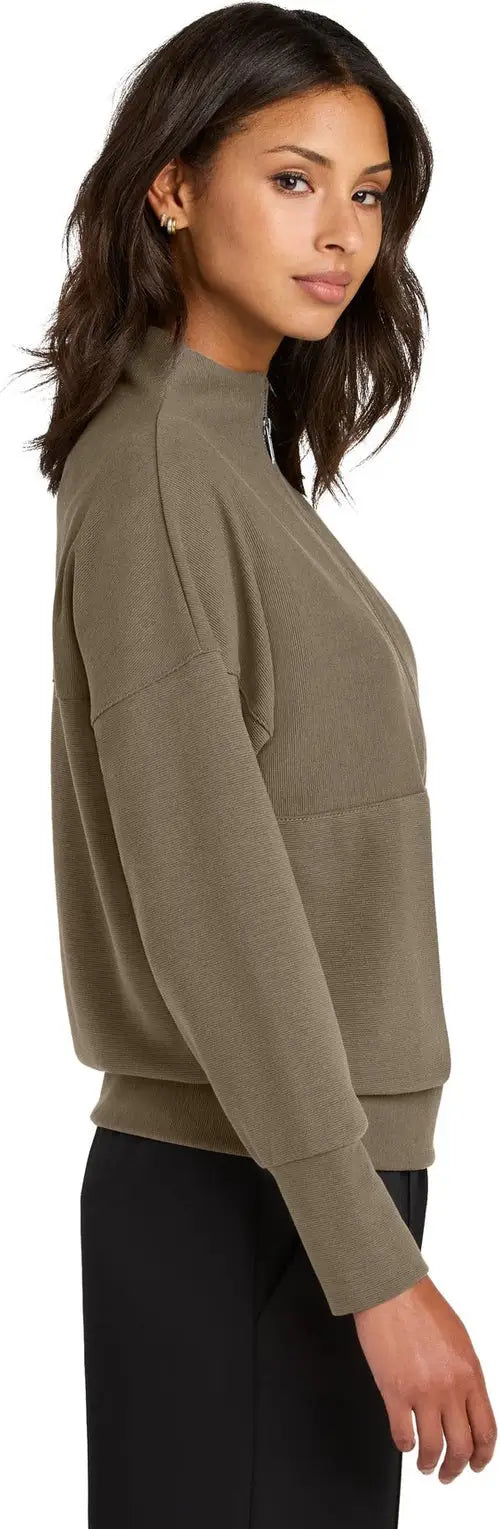 Mercer + mettle Mm3041 Women’s Linear Texture 1/4-zip - Warm Taupe