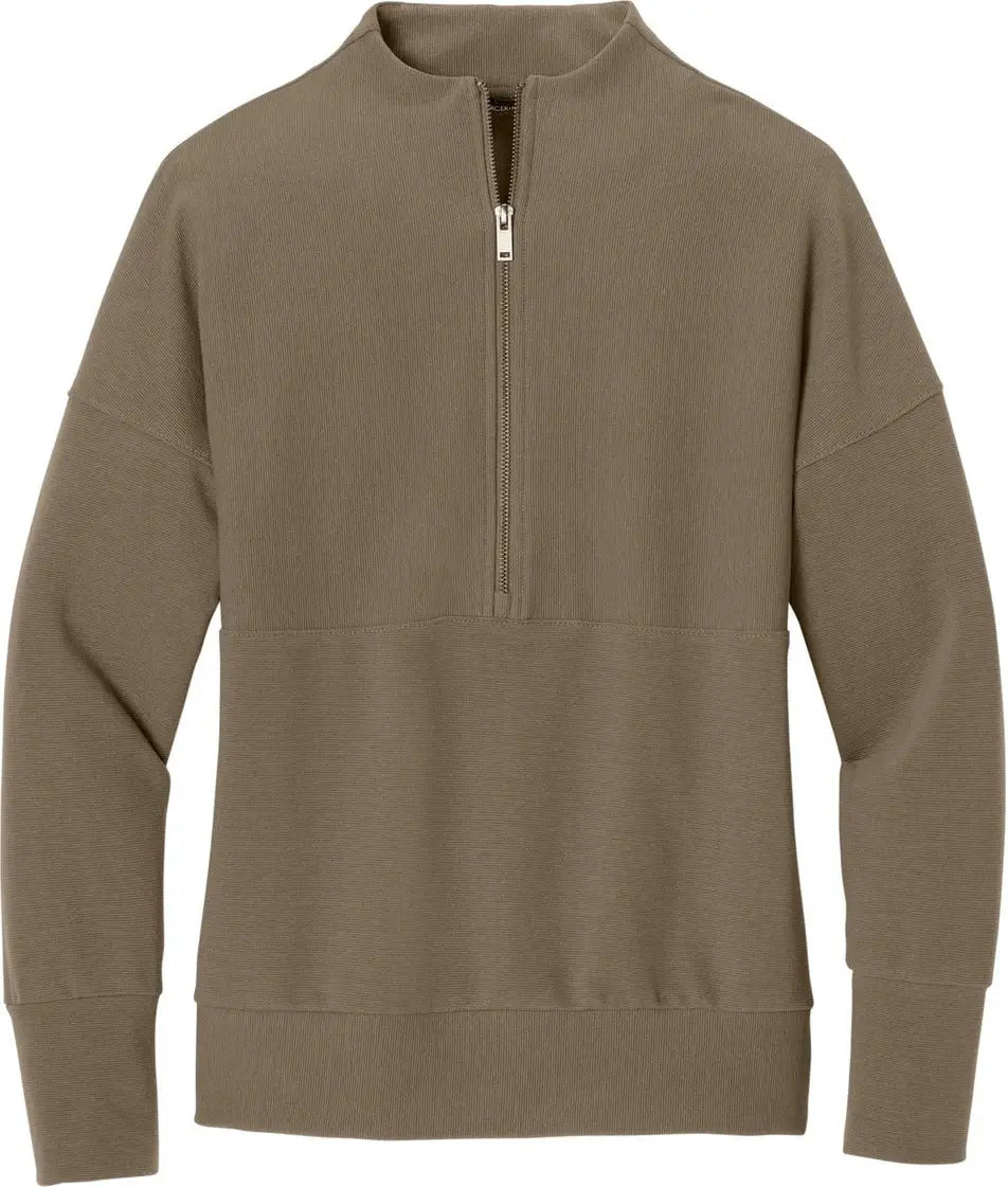 Mercer + mettle Mm3041 Women’s Linear Texture 1/4-zip - Warm Taupe