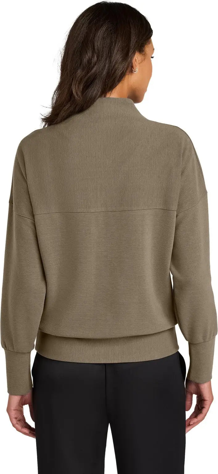 Mercer + mettle Mm3041 Women’s Linear Texture 1/4-zip - Warm Taupe
