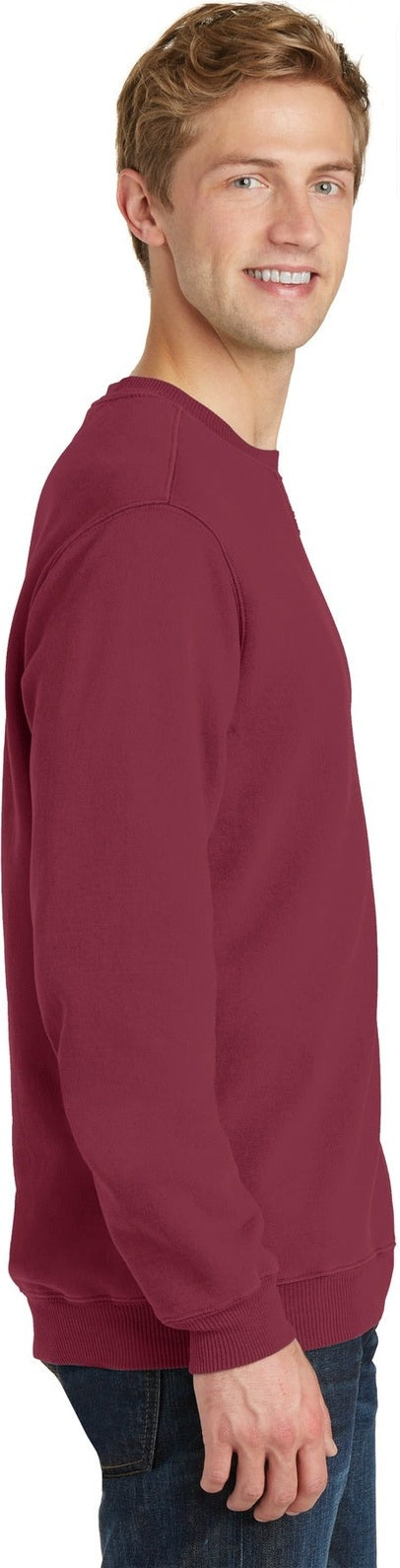 Merlot Port & Co Beach Wash Garment-Dyed Crewneck Sweatshirt PC098