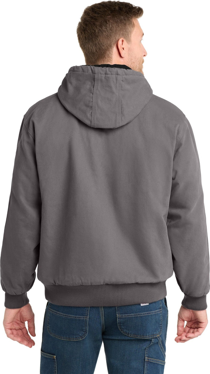 Metal Grey CornerStone Washed Duck Cloth Insulated Hooded Work Jacket. CSJ41
