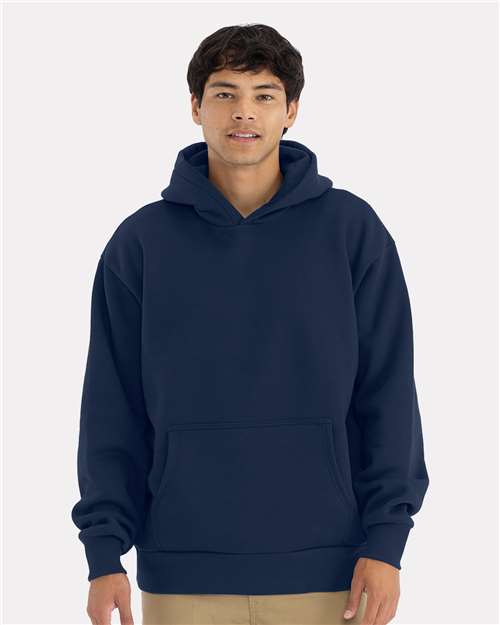 Front View of Midnight Navy Heavyweight Fleece Hoodie - 9307