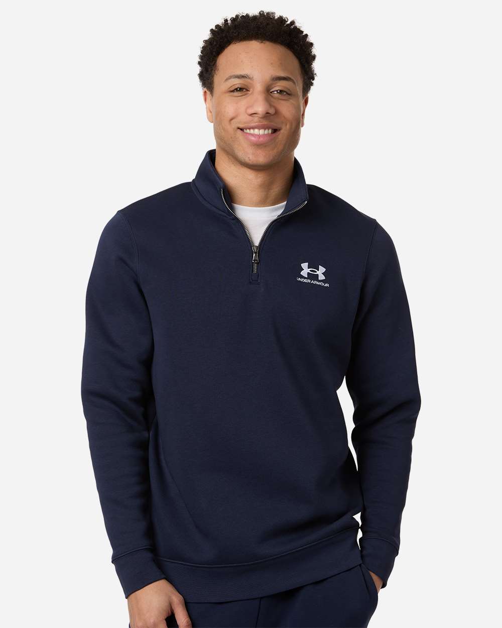 Midnight Navy/ White Men's Icon Fleece Quarter-Zip Pullover - 6012710 plain