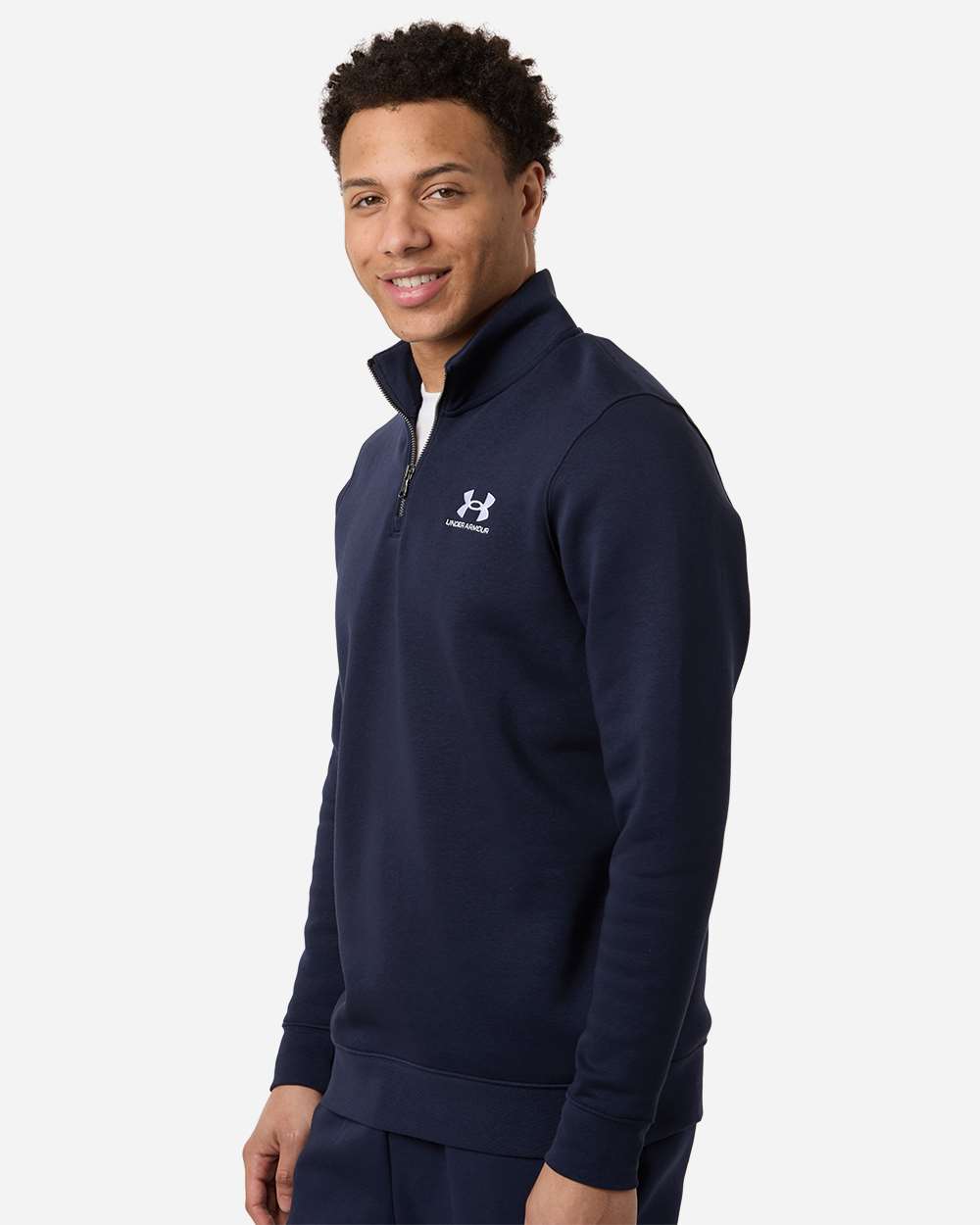 Midnight Navy/ White Men's Icon Fleece Quarter-Zip Pullover - 6012710 plain