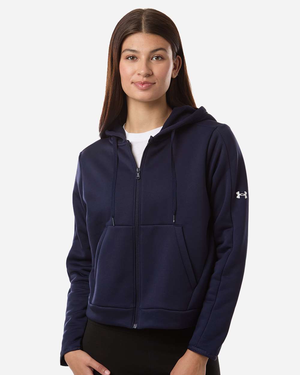 Midnight Navy/ White Women's Armour Fleece Pro Hooded Full-Zip - 6010941 plain