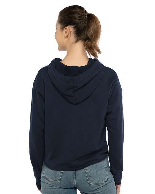 Midnight Navy Women&#39;s Laguna Sueded Raw Edge Crop Hoodie - 9384