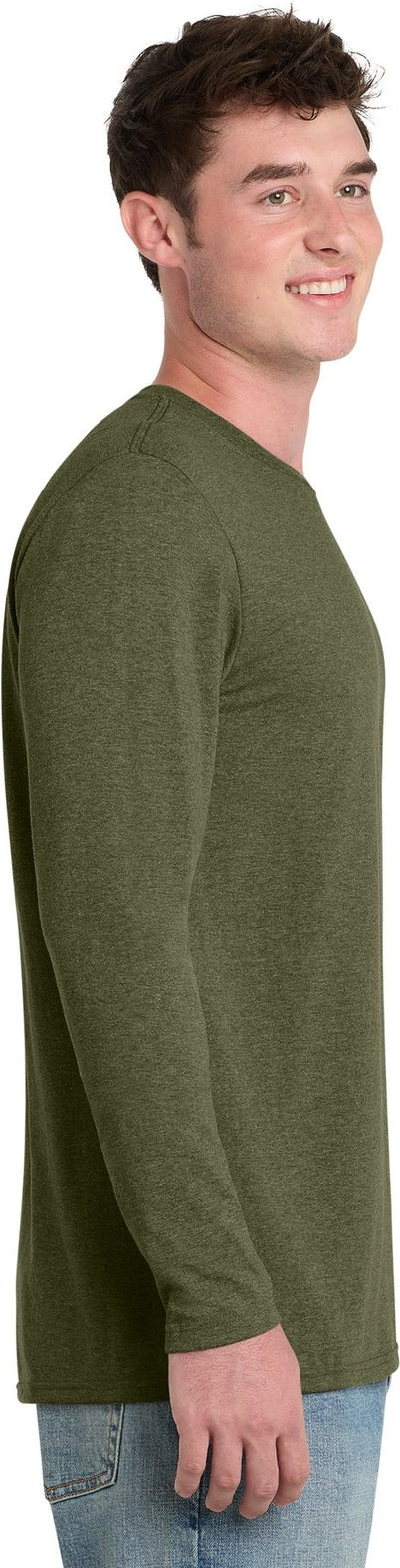 MilGrnHtr Port & Co Tri-Blend Long Sleeve Tee. PC330LS