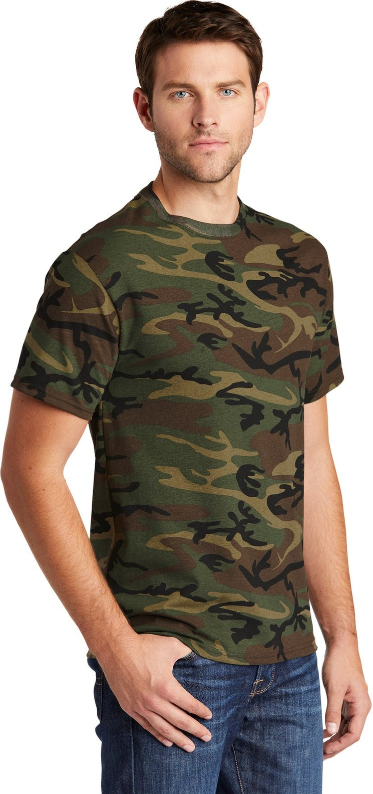 Military Camo Port & Co Core Cotton Camo Tee. PC54C