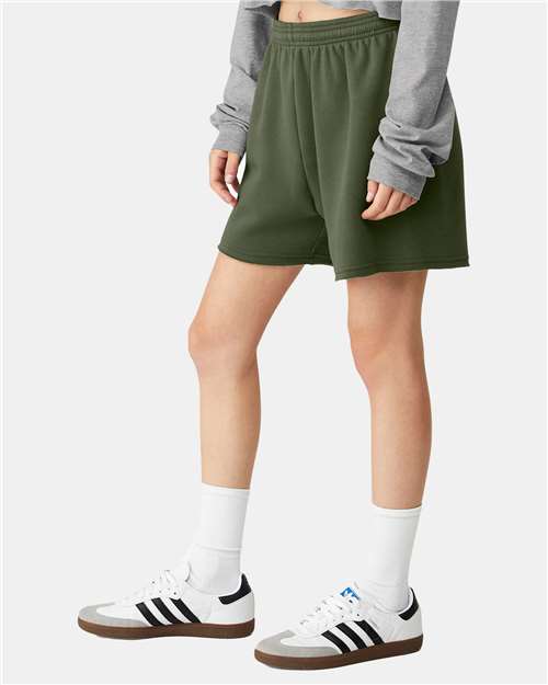 Military Green FWD Fashion Women&#39;s Cutoff Fleece Shorts - 3797