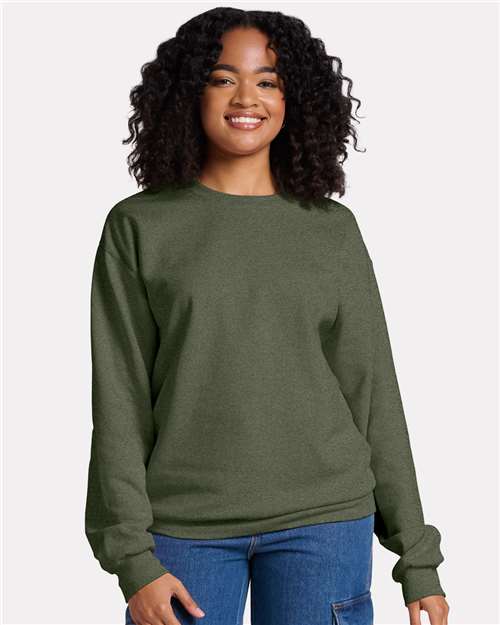 Military Green Heather Ultimate CVC Crewneck Sweatshirt - IC48MR