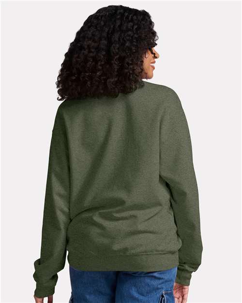 Military Green Heather Ultimate CVC Crewneck Sweatshirt - IC48MR