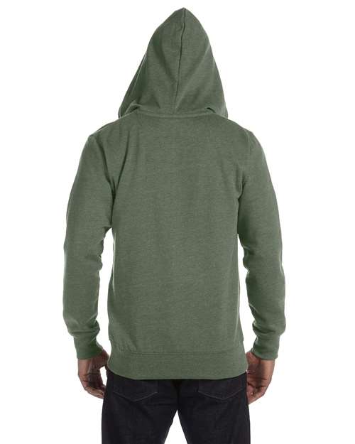 Military Green Heathered Full-Zip Hooded Sweatshirt - EC5680