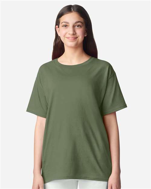 Military Green Light Cotton Youth T-Shirt - 3000B