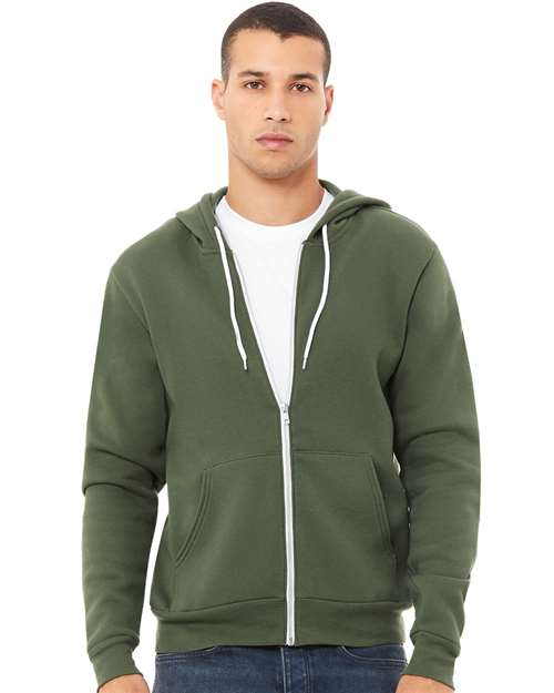 Military Green Sponge Fleece Full-Zip Hoodie - 3739